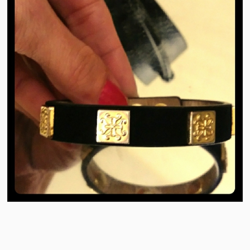 Rustic Cuff, Meagan Black Suede Gold Logo