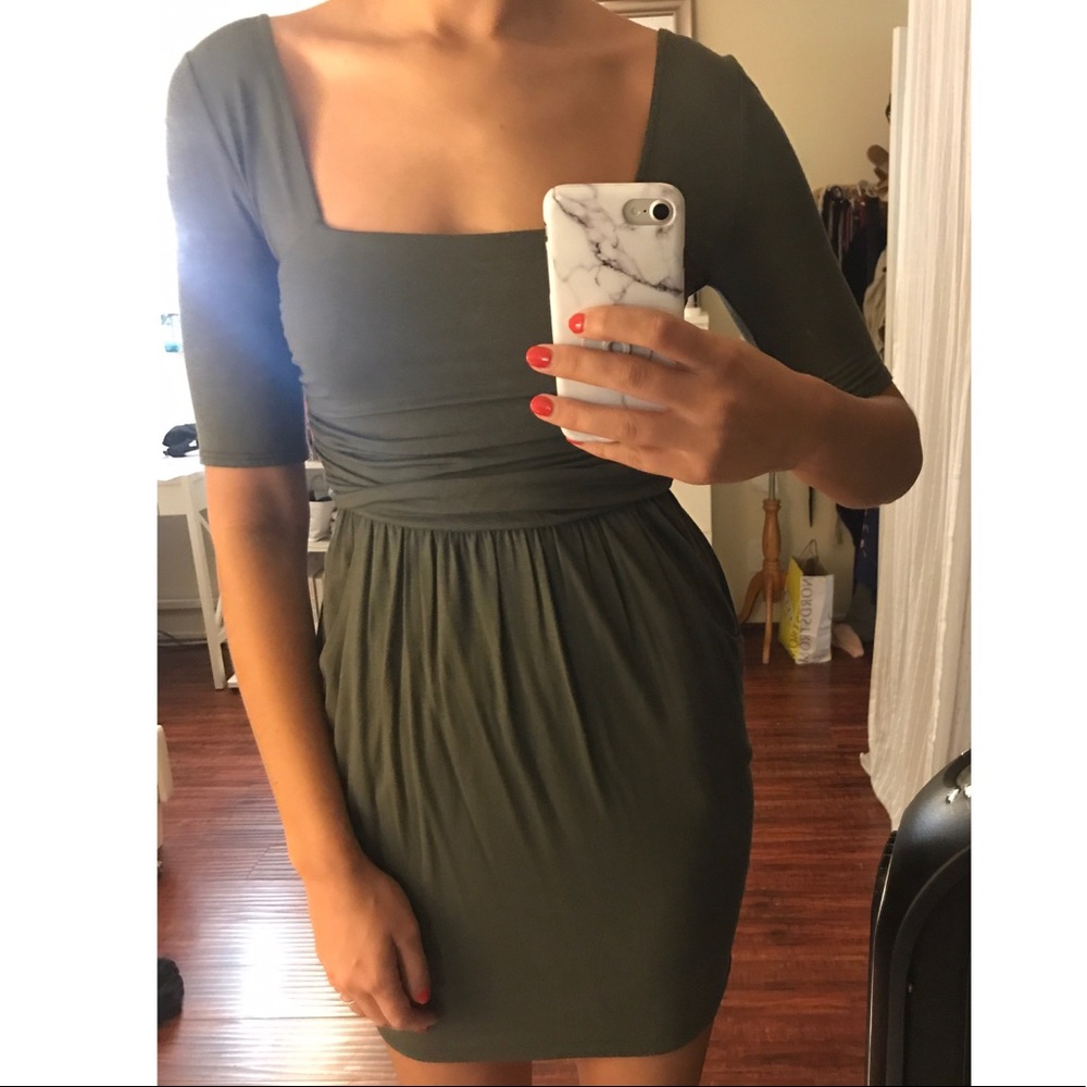 Olive green Caged back dress - Size S/M
