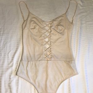 Lace up body suit suede