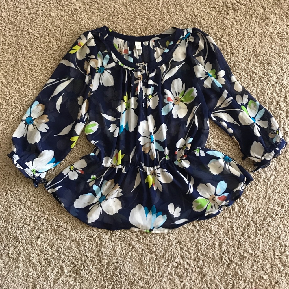 Floral waist cinched blouse