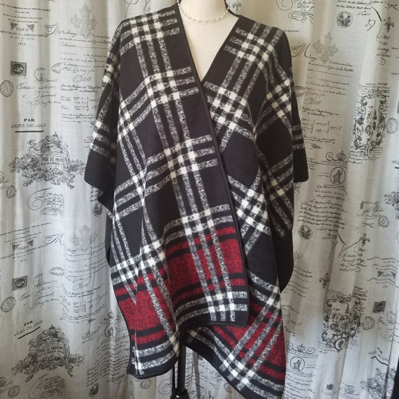 unbranded Other - LADIES REVERSIBLE FASHION SHAWL WRAP FLEECE PONCHO