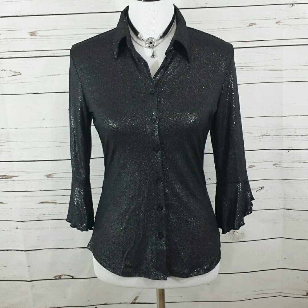 Anxiety Button Down Sparkling Blouse Med/Lrg
