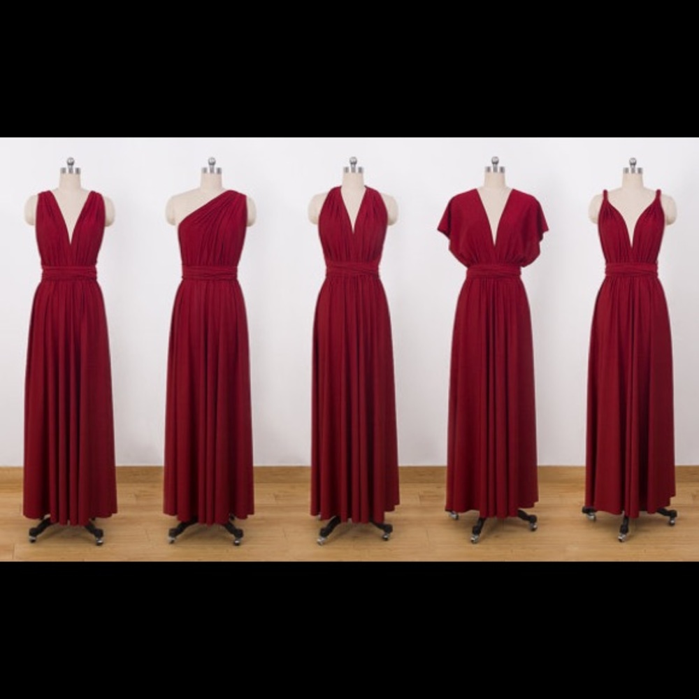 Convertible Infinity Multiway Wrap Dress, Burgundy