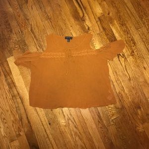 Forever 21 cold shoulder mustard crop top Forever 21 cold shoulder mustard crop top