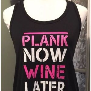 NWT plank now wine later work out tank top black