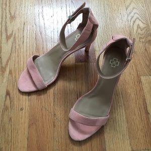 Ann Taylor Size 6 Pink Suede Kitten Heel Sandals