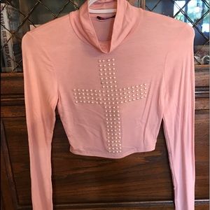 Cropped long sleeve turtleneck pink Cropped long sleeve turtleneck pink