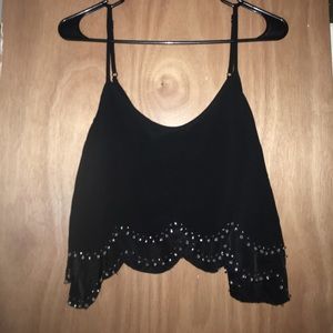 Black layered crop top Black layered crop top