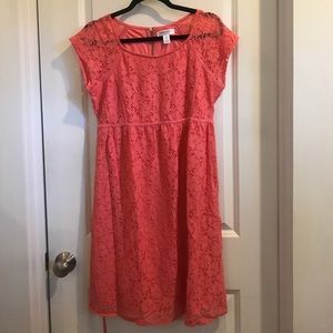 Pink lace maternity dress