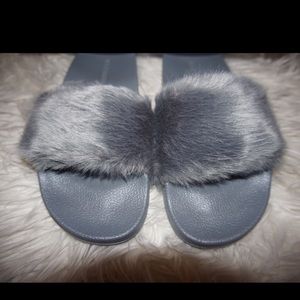 Steve Madden Faux Fur slides! (NEVER WORN!)