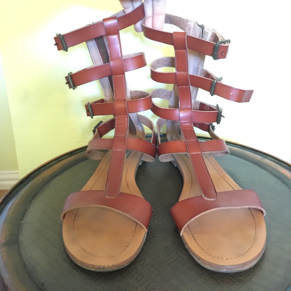 Cognac gladiator style sandals