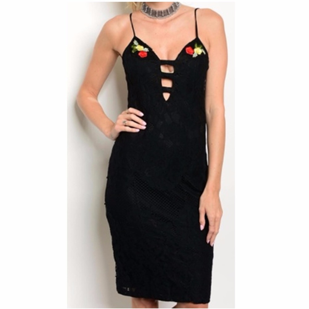 Black strappy dress w/Ladder Cut-out