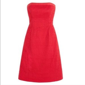 Strapless Red Eyelet Dress
