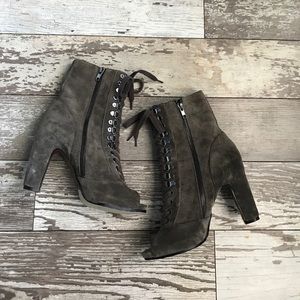 Open toe lace up booties
