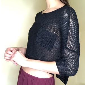 Black knit cover-up top