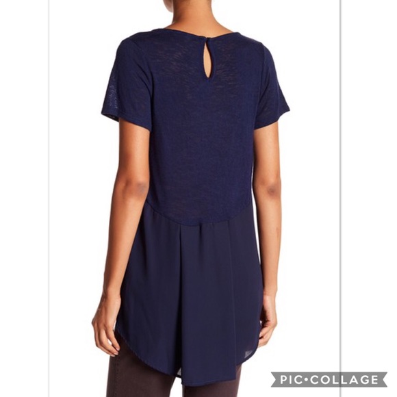 Gibson Navy Short Sleeve Hi-Lo Tee New - Picture 2 of 6