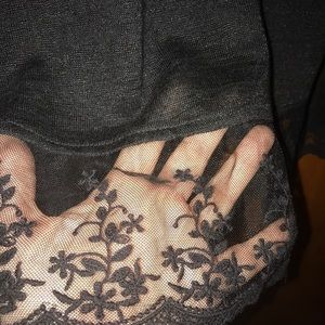 Plus size Black lace trim tank