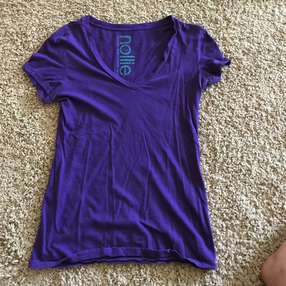 Plain purple v neck tee