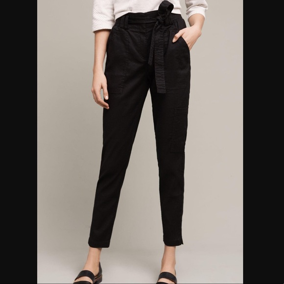high waisted black paperbag pants