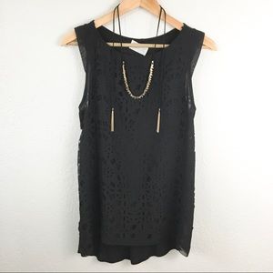 Zara Laser Cut Black Tank Zara Laser Cut Black Tank