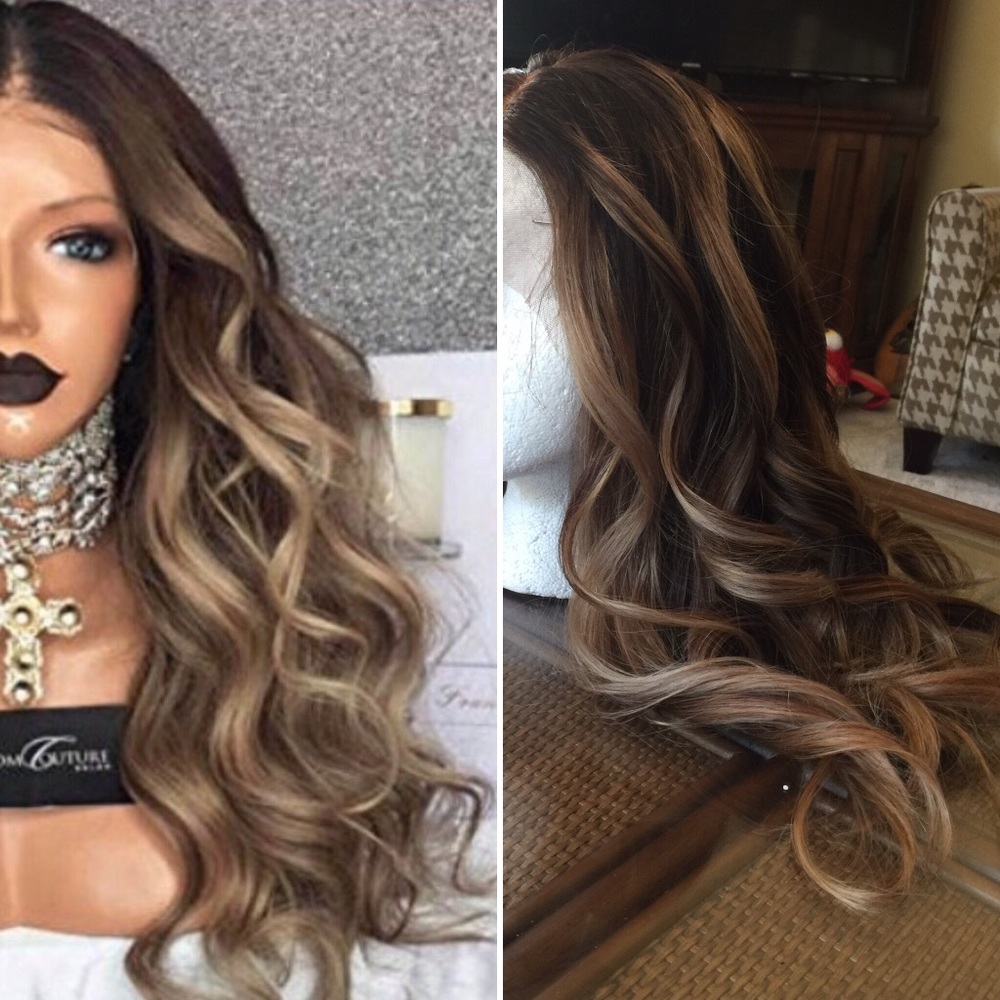 Full Lace Human Hair Wig 18" Balayage