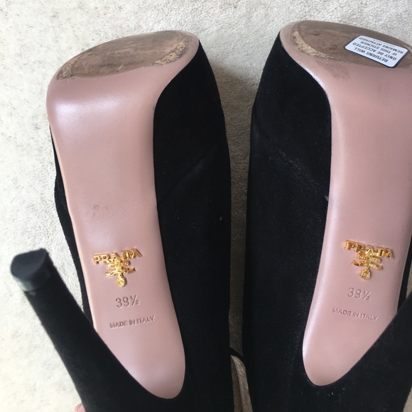 Prada Peep-Toe Suede Platform Ankle Boogs - Picture 4 of 4