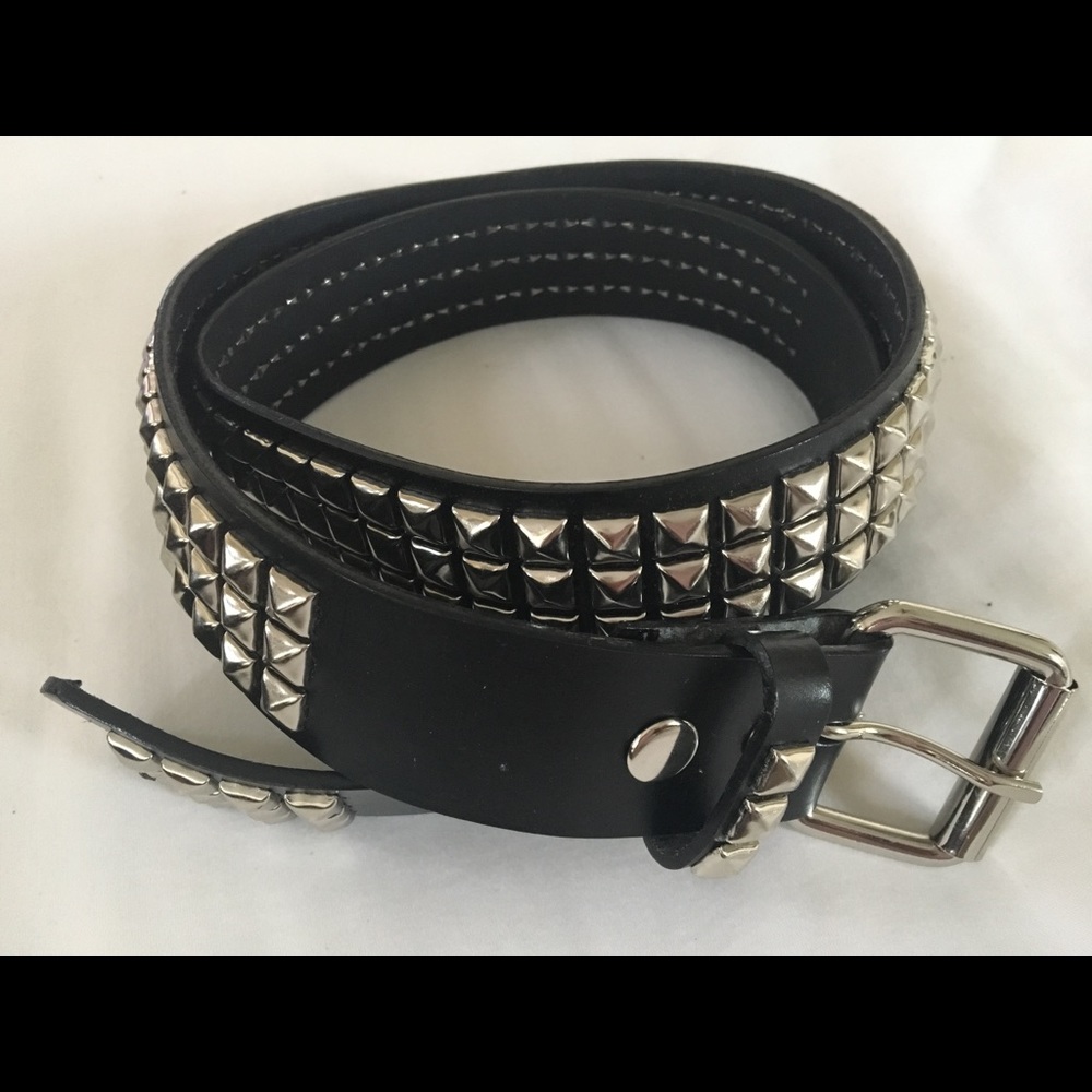 Genuine bonded leather studded belt