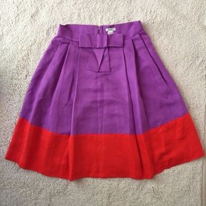 Kate Spade 100% Silk Color-Block Bow Skirt Sz 6