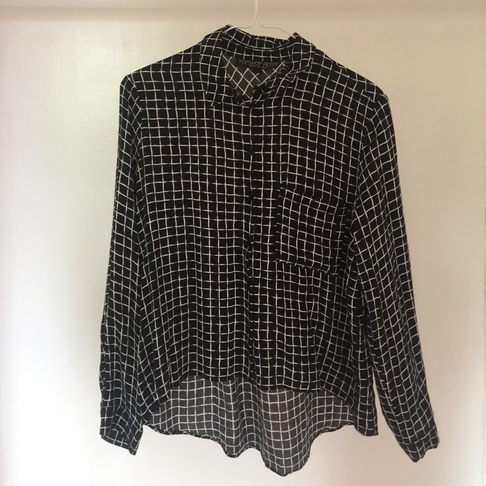 TOPSHOP Button Up Blouse - Black & White