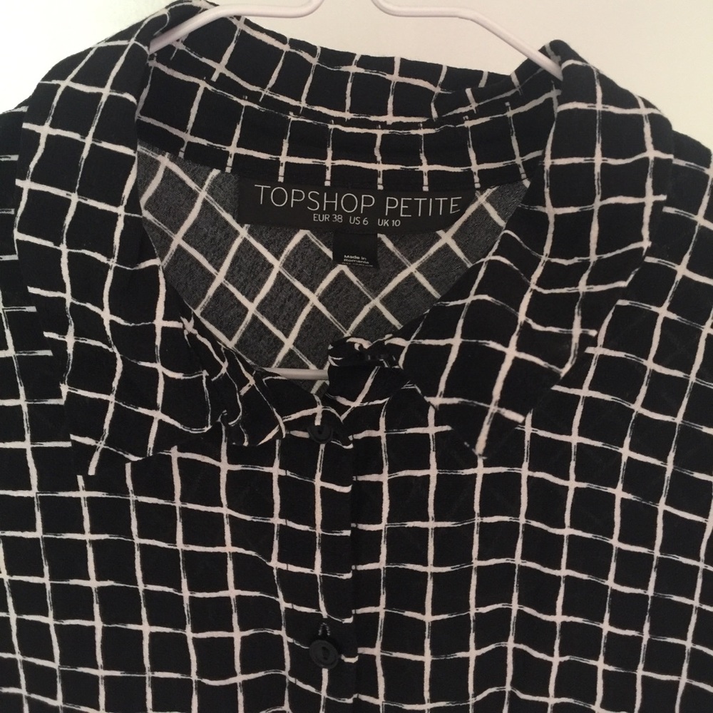 TOPSHOP Button Up Blouse - Black & White - Picture 2 of 5