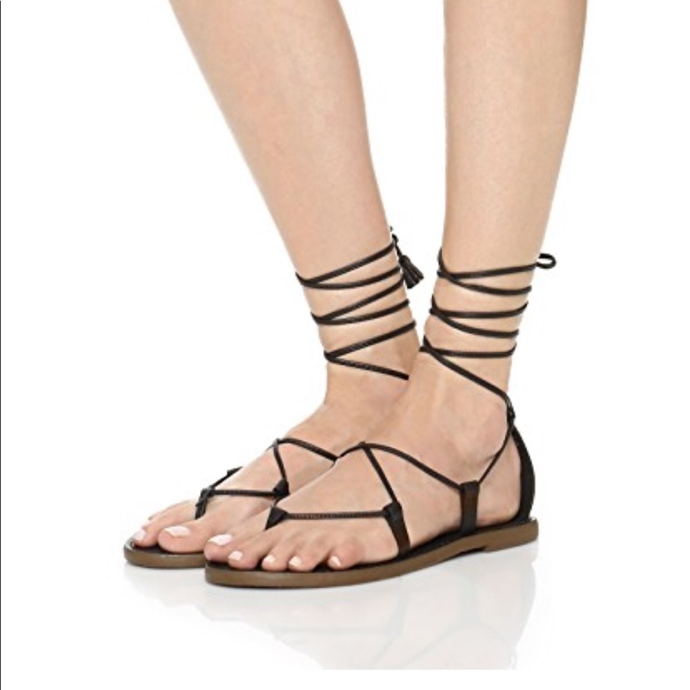 Madewell Lace Up Boardwalk Leather Tassel Sandals