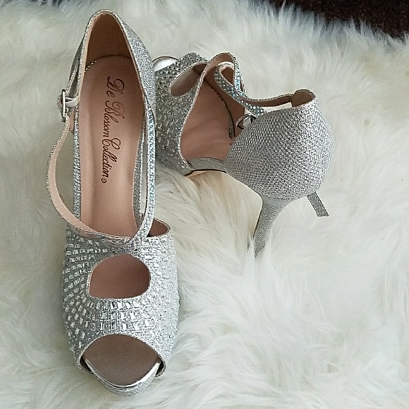 Silver rhinestone heels - Picture 2 of 3