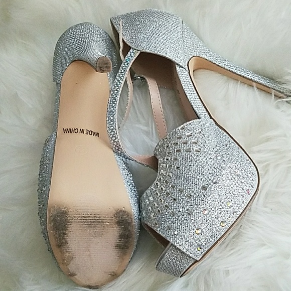 Silver rhinestone heels - Picture 3 of 3