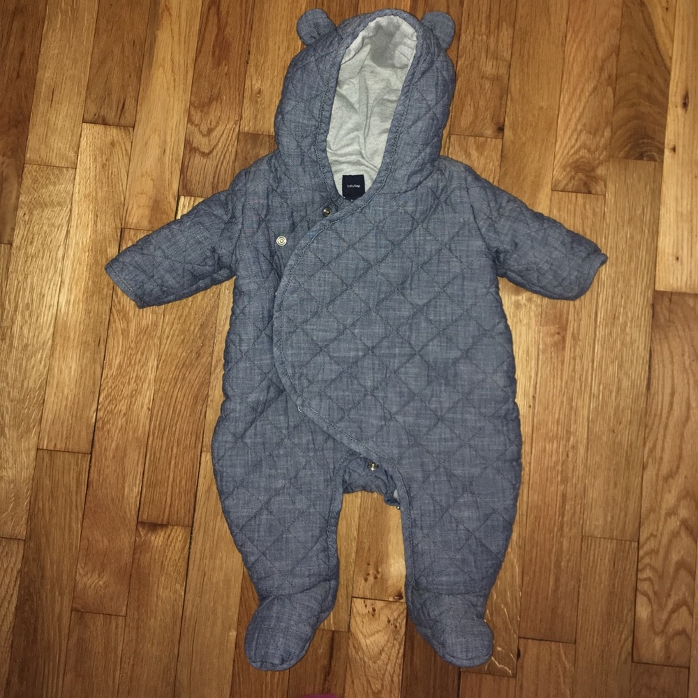 Quilted chambray Bear one piece