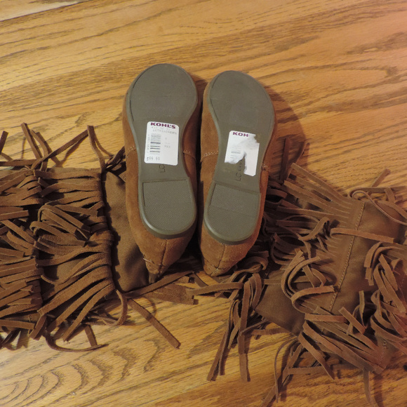 LC Lauren Collection Leather Fringe Boots size 5 - Picture 4 of 6