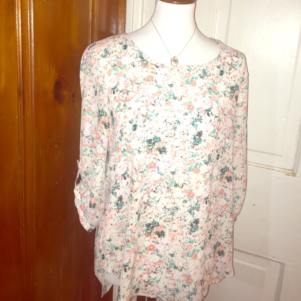 Pink Republic Ivory & Peach 3/4 Sleeve