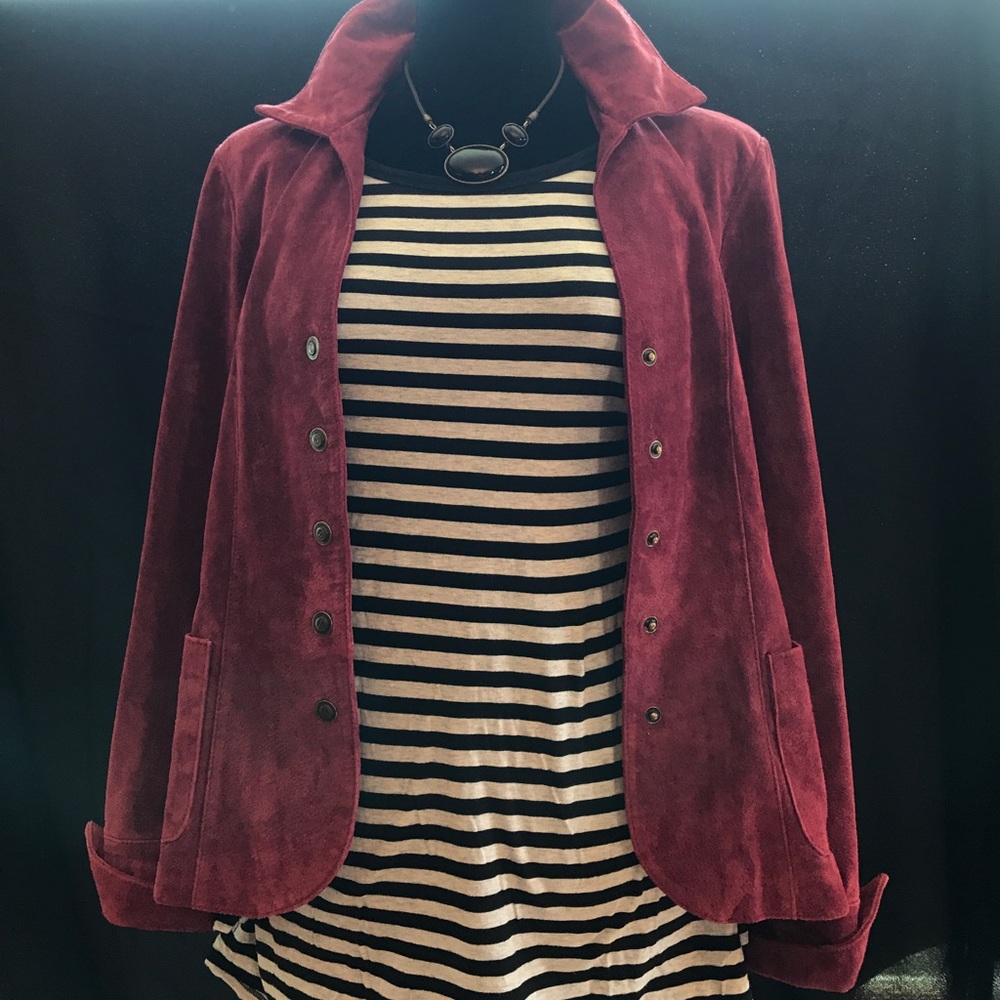 Awesome Live a Little Deep Red Suede Jacket Sz.M