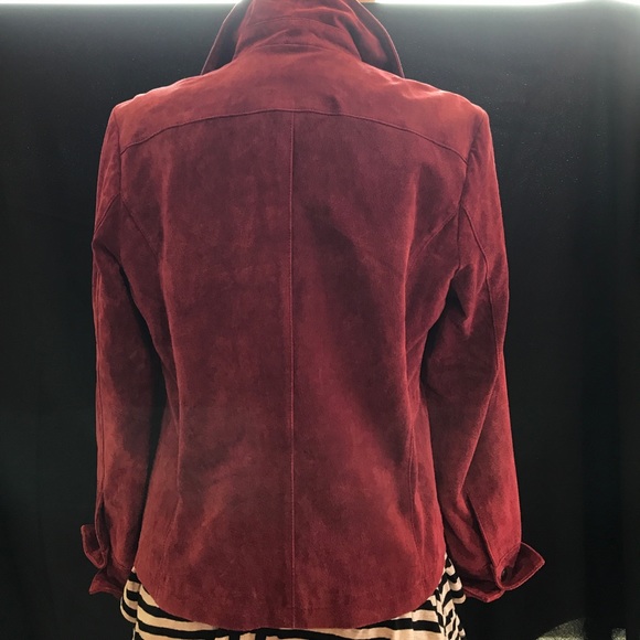 Awesome Live a Little Deep Red Suede Jacket Sz.M - Picture 4 of 8