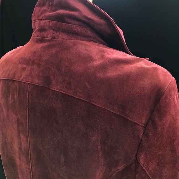 Awesome Live a Little Deep Red Suede Jacket Sz.M - Picture 5 of 8