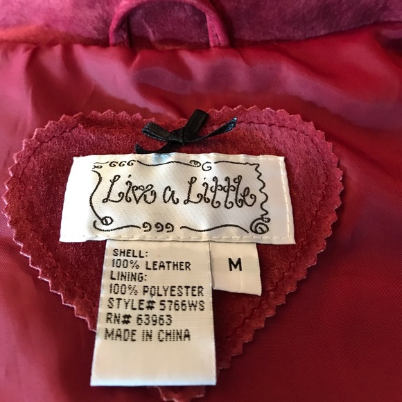 Awesome Live a Little Deep Red Suede Jacket Sz.M - Picture 6 of 8