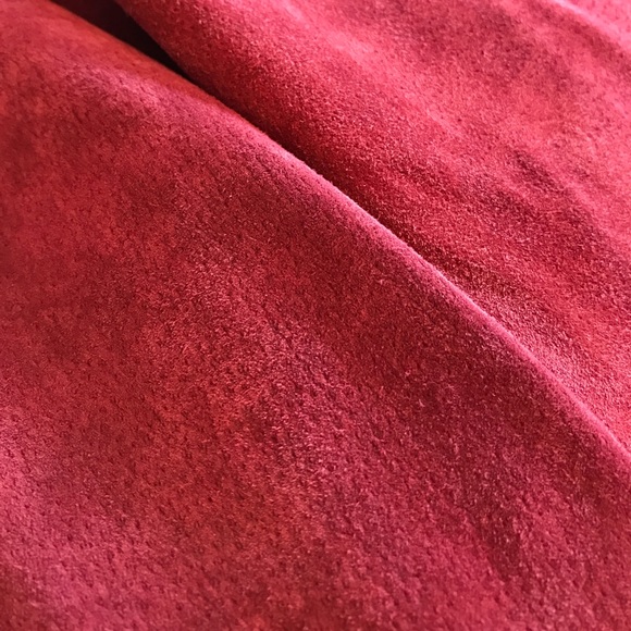 Awesome Live a Little Deep Red Suede Jacket Sz.M - Picture 8 of 8