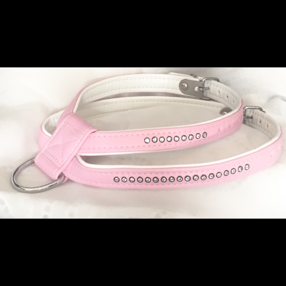 Sold!!! Pink Rhinestone Leather Dog Harness