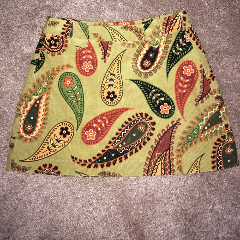 Zara corduroy 70 print skirt