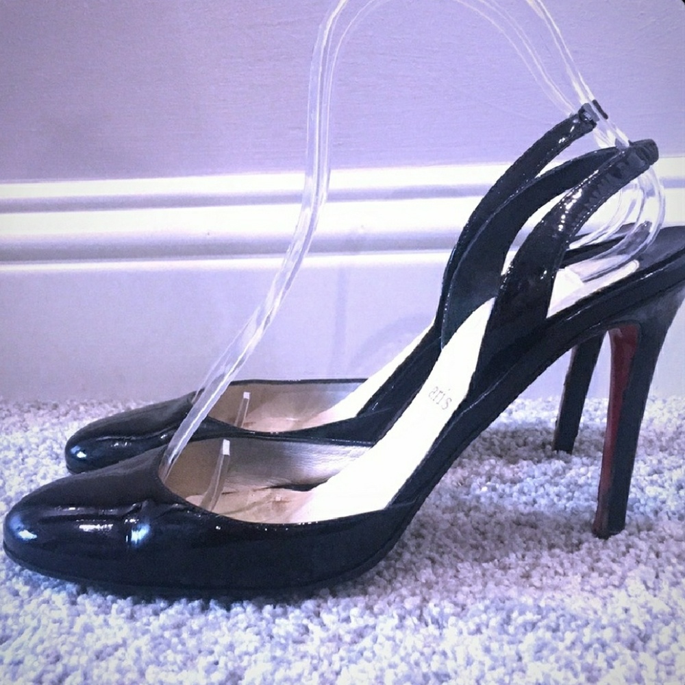 Authentic black sling back Christian Louboutin