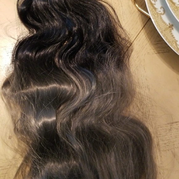 Brazilian Quality  Black Gray Full Head Clip in