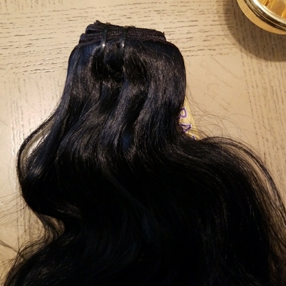 Brazilian Quality  Black Gray Full Head Clip in