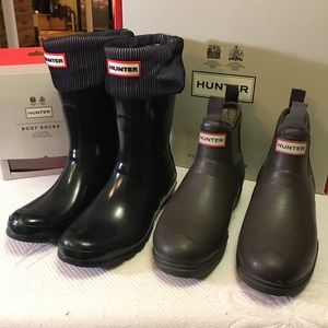 Black-glossy Hunter Boots with boot sock included