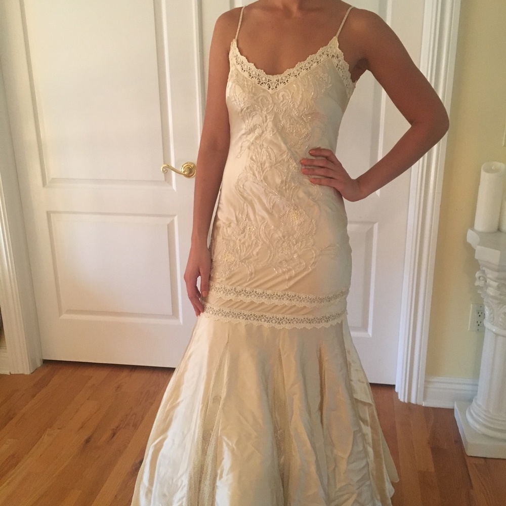 Sue Wong cream evening gown