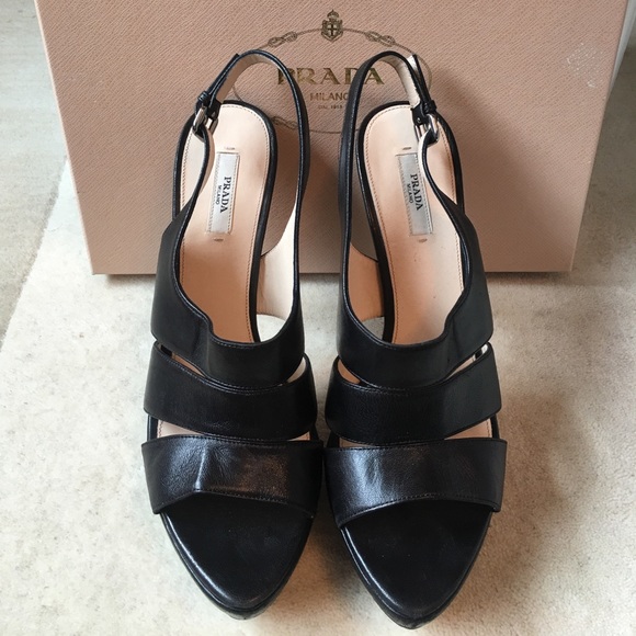 Prada slingback platform leather heel size 40 - Picture 3 of 6
