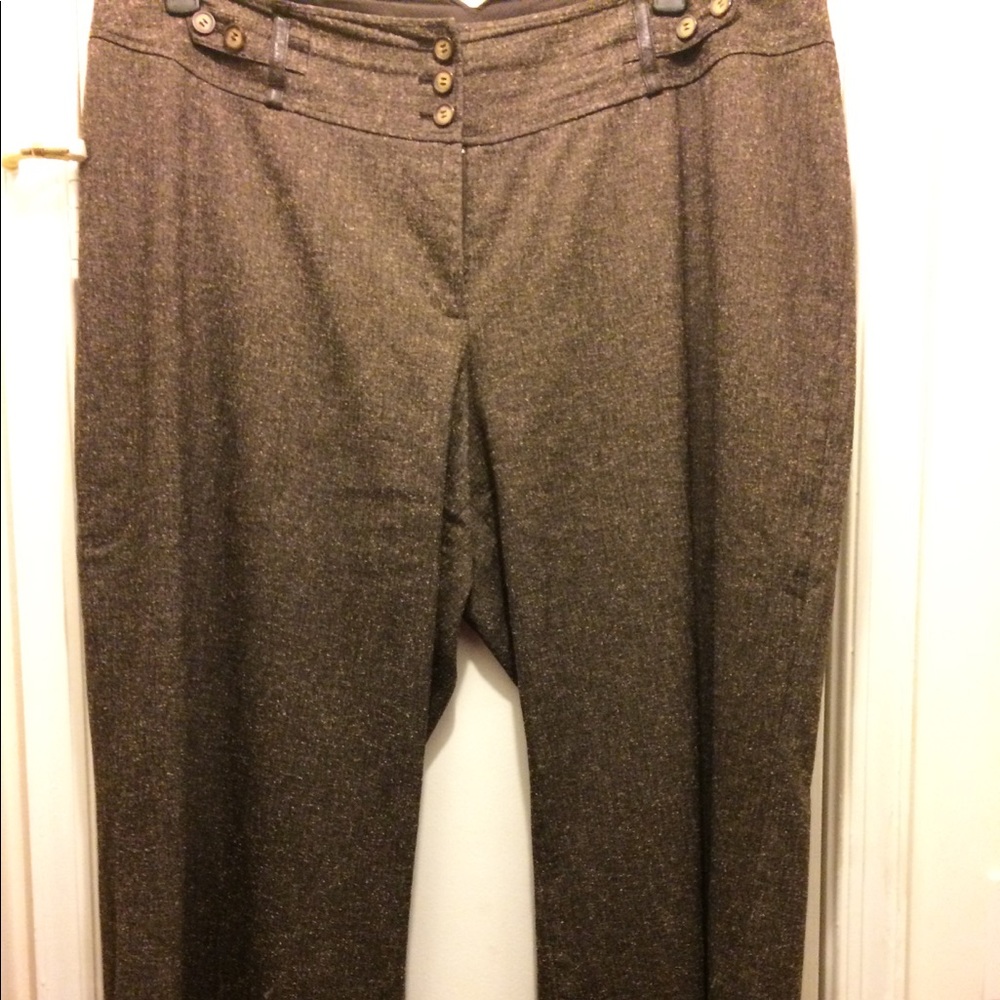 Brown tweed wide-legged pants